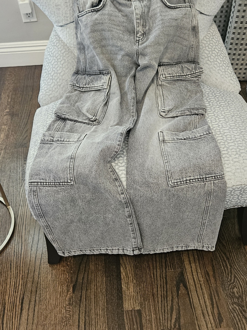 Cotton On Gray Wash Wide-Leg Cargo Jeans